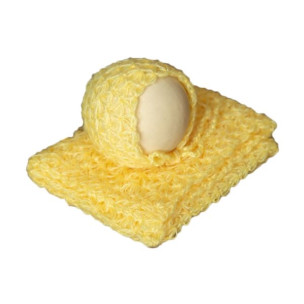 

blankets & swaddling 2pcs born pography props fluffy stretch knitted wrap mesh hat blanket set x5xe