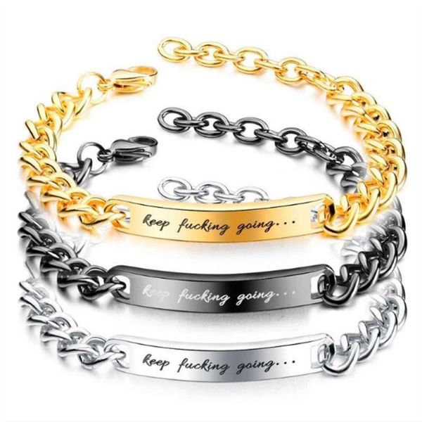 

men jewelry titanium steel motivational slogans bracelet so141, Black