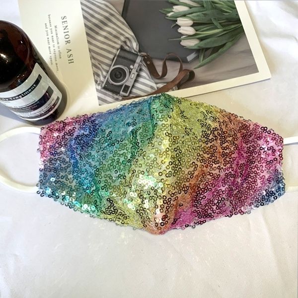 

designers sequin rainbow cloth dust can be washed and adjusted fashion face mask sports outdoors cycling masks