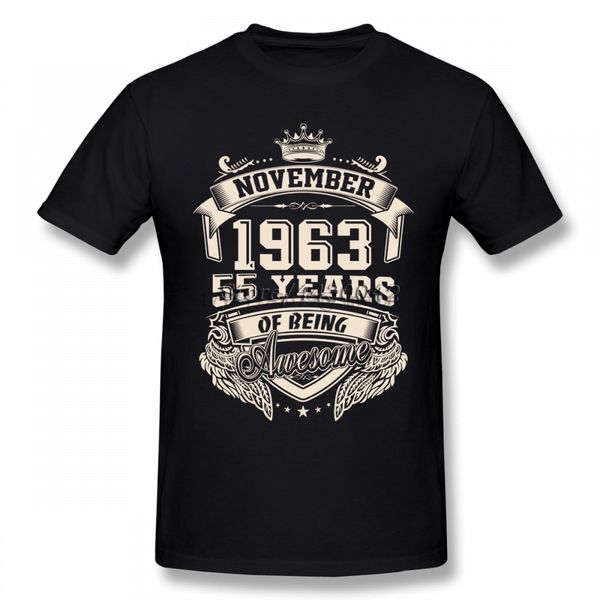 

born in november 1963 55 years of being awesome t-shirt for men short sleeve cotton plus size custom tee