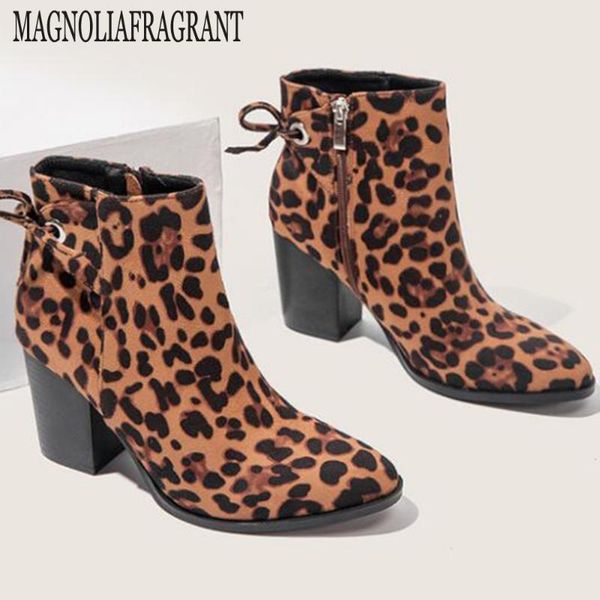 

fashion casual women boots winter leopard print thick with high-heeled boots women snow large size autumn shoes ay66, Black