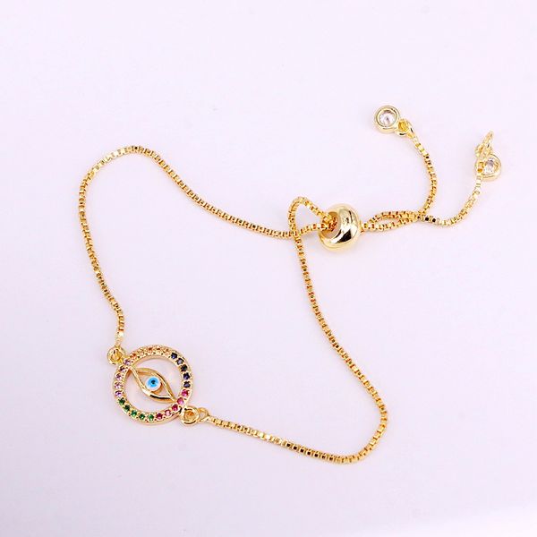

link, chain 3pcs, beautiful rainbow charm bracelet multi cz zirconia eye femme copper bracelets & bangles for women jewelry, Black