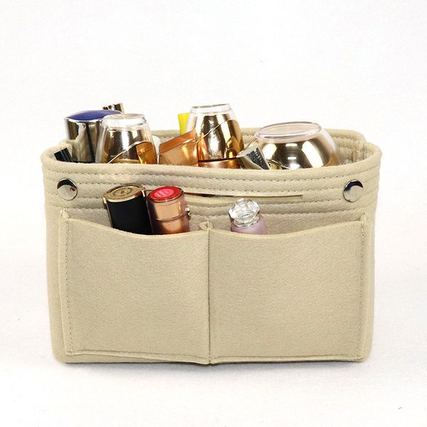 

newly felt insert purse organizer handbag foldable cosmetic travel bag for women