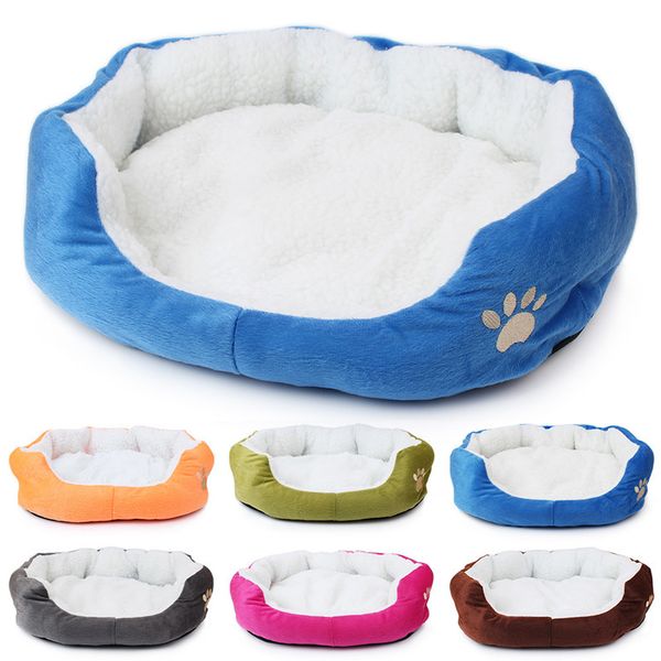 

cute pet dog cat basket bed soft cushion deluxe warm warm with fleece lining washable