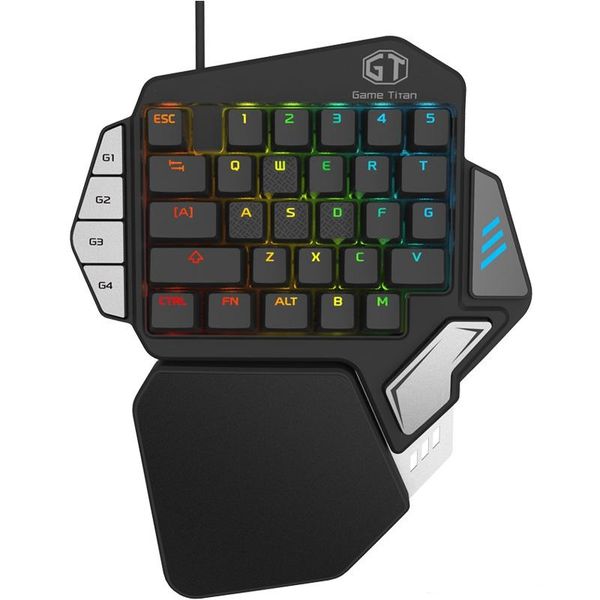 

delux t9x single-handed mechanical gaming keypad fully programmable usb wired keyboards with rgb backlight for pubg lol e-sports