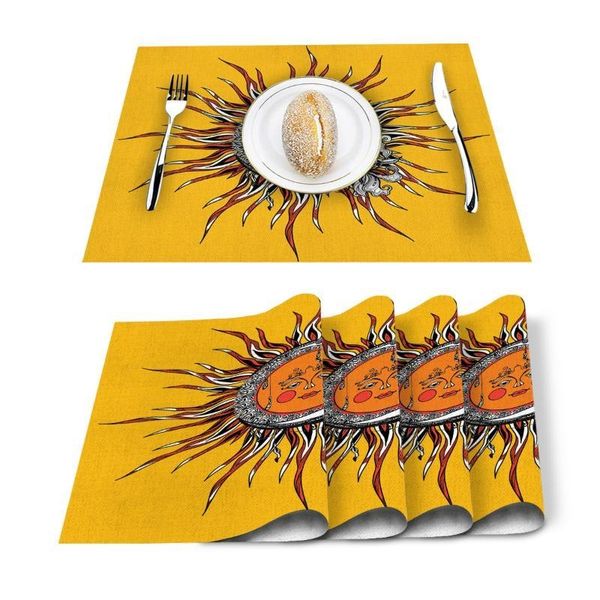 

4/6 pcs placemat tribal moon printed table mat for tables heat-insulation cotton linen kitchen dining pads