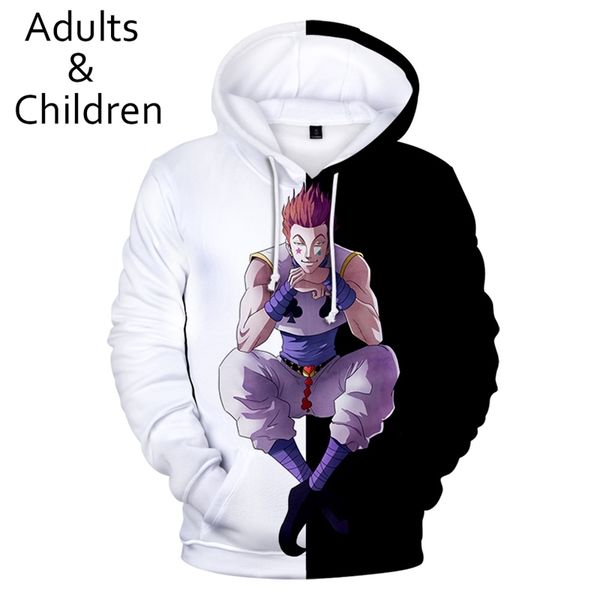 

the hoodies sweatshirts men women hoodie fashion autumn kids 3d comic hisoka boys girls black+white pullovers