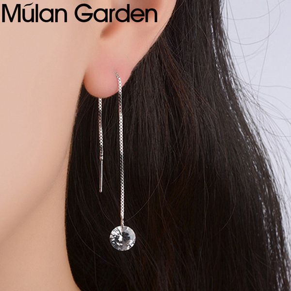 

dangle & chandelier m&g silver color zircon ear lines thread through earrings crystal simple chic drop trendy female jewelry gifts