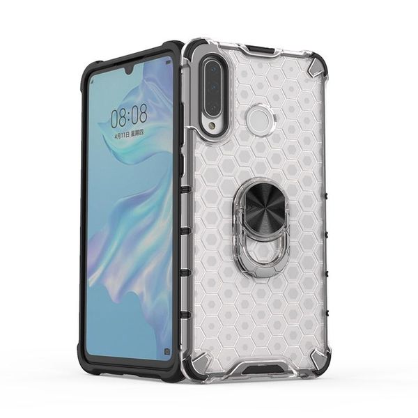 

honeycomb phone case with ring holder clear case transparent cover with kickstand tpu skin protective bumper for huawei p30 lite