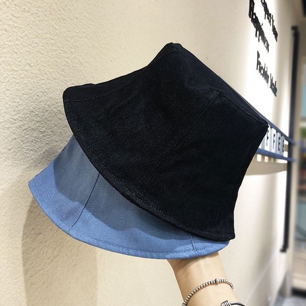 

beanie/skull caps korean style bucket hat women's spring and summer sunshade japanese solid color autumn sunscreen fashion, Blue;gray