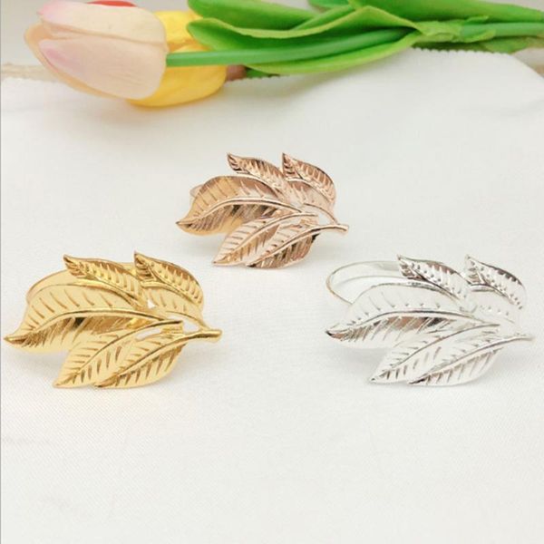 

shseja 24pcs/lot exquisite napkin ring holder table decoration gold leaf napkin buckle alloy ring dinner party wedding