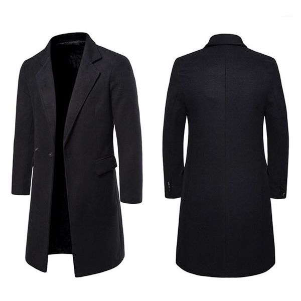 

blends coat long sleevethick winter warm coat turtle neck fashion homme long mens designer wool, Black