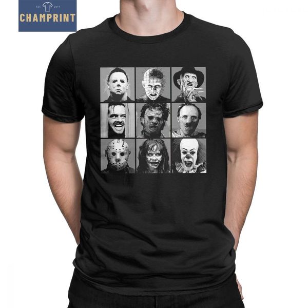

horror pop bw тенниска для мужчин хлопок новизна футболка scary creepy halloween costume тройников с коротким рукавом топы 4xl 5xl 6xl