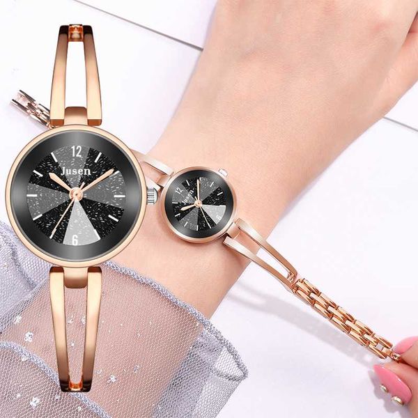 

women quartz watch starry sky simple polygon dial belt wristwatch ladies fashion bracelet gift clock, Slivery;brown