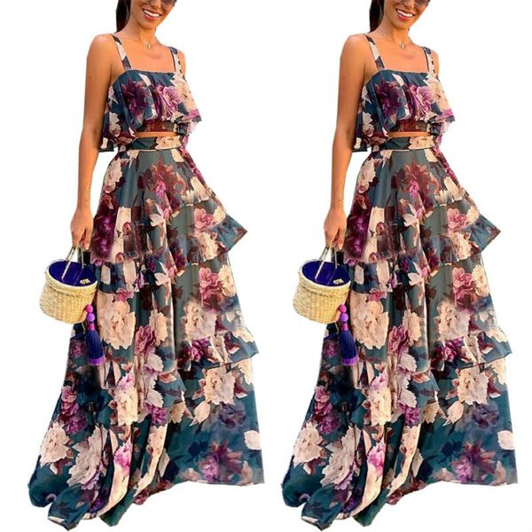 

2020 дамы suspender планки платья повседневные платья vintage flower print club bohemia v-образным вырезом сексуальное платье черного повсед, Black;gray