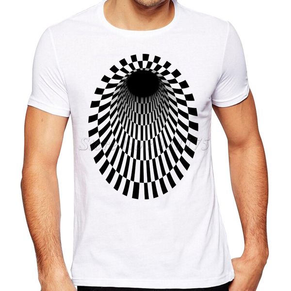 

2019 summer fashion 3d geometry black hole printed t shirt men's cool design custom hipster tees