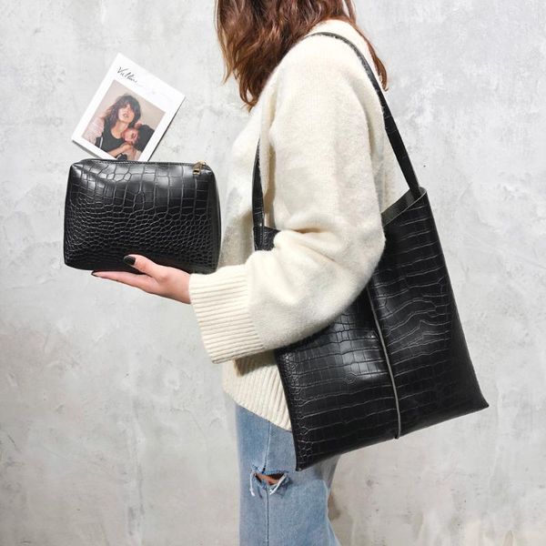 

2pcs fashion women alligator leather crossbody bags messenger handle bag pu leather women's handbag crocodile pattern pack