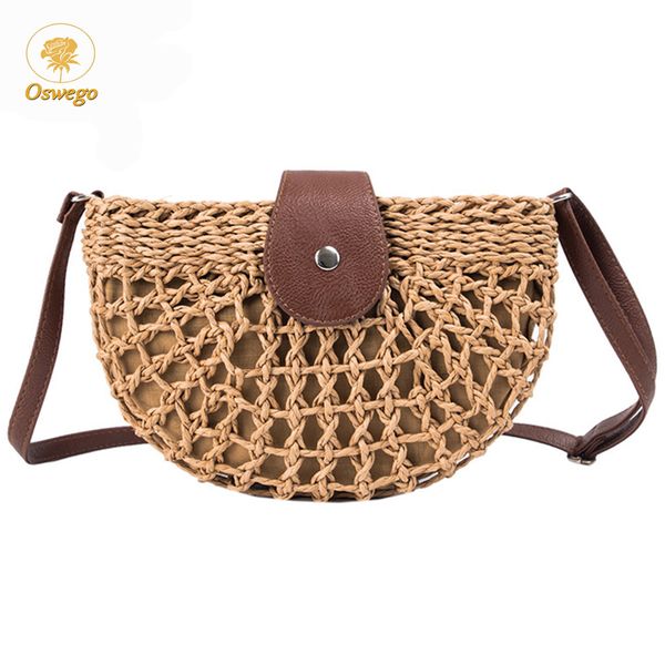 

oswego woven straw bag fashion handmade rattan summer beach bags for women 2019 bohemia messenger crossbody bags for girls