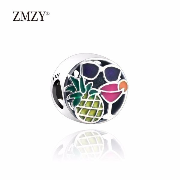 

zmzy original 925 sterling silver charms vacation enamel cocktail beads fits snake chain bracelet women diy jewelry wholesale