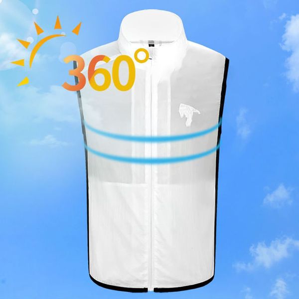 

summer cooling fan vest smart air conditioner clothing sun protection skin clothing jacket outdoor sports vests, Gray;blue
