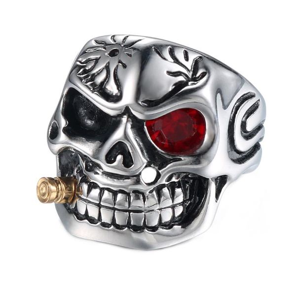 

proyearn rock punk skull ring for men punk stainless steel skull ring jewelry fashion accessories, Golden;silver