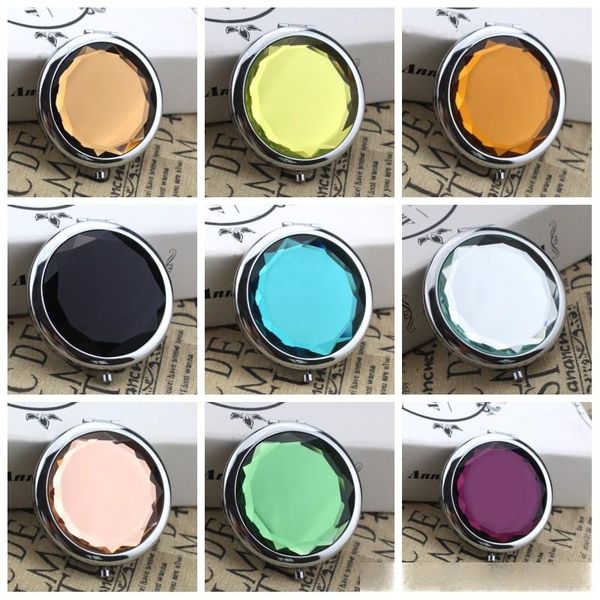 

metal cosmetic mirror crystal folding small mirrors make up wedding favor gift women portable outdoor travel 2 5hr h1