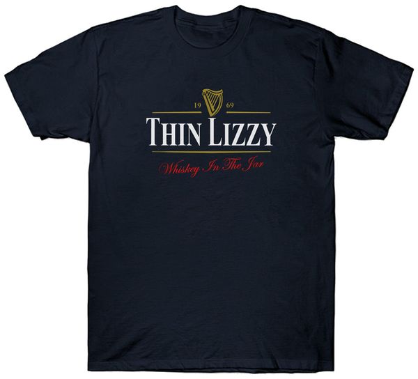 

thin lizzy guinness t shirt funny retro vintage navy new fashion tee shirt