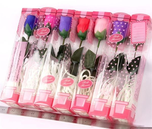

new valentine gifts artificial flowers jewelry single soap rose with glitter powder bow hollow out box for march eighth gift