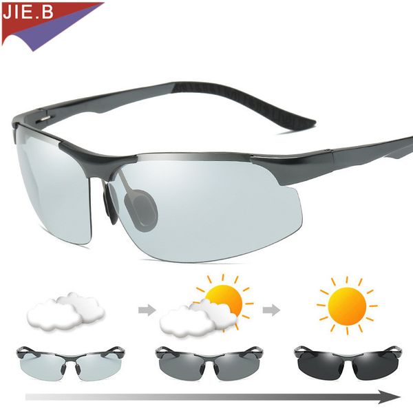 

sunglasses 2021 brand pochromic men polarized chameleon discoloration sun glasses for fashion, White;black