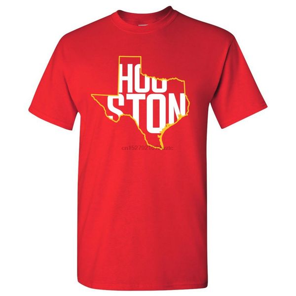 

хьюстон баскетбольный государственный outline мужской t-shirt - красный
