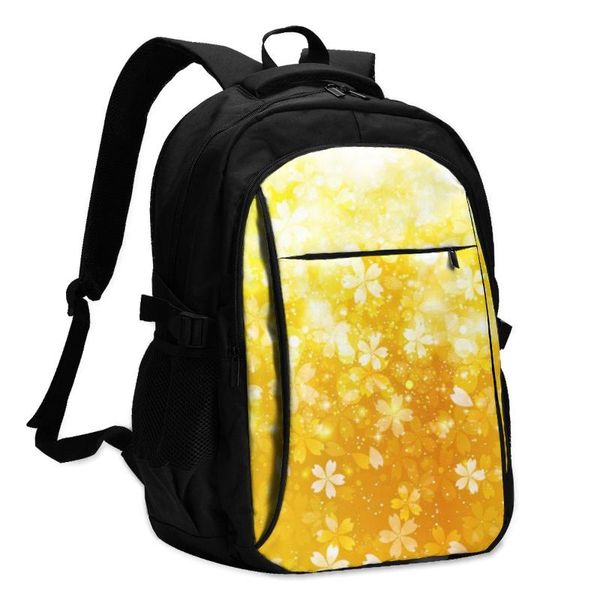 

bags school bags for boy girl teenagergold cherry blossom usb charge computer lapback pack