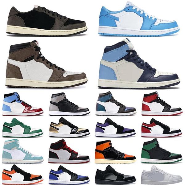 

2020 men women basketball shoes 1 low cut 1s hight cut unc obsidian pink green court purple shattered backboard mens sports sneaker