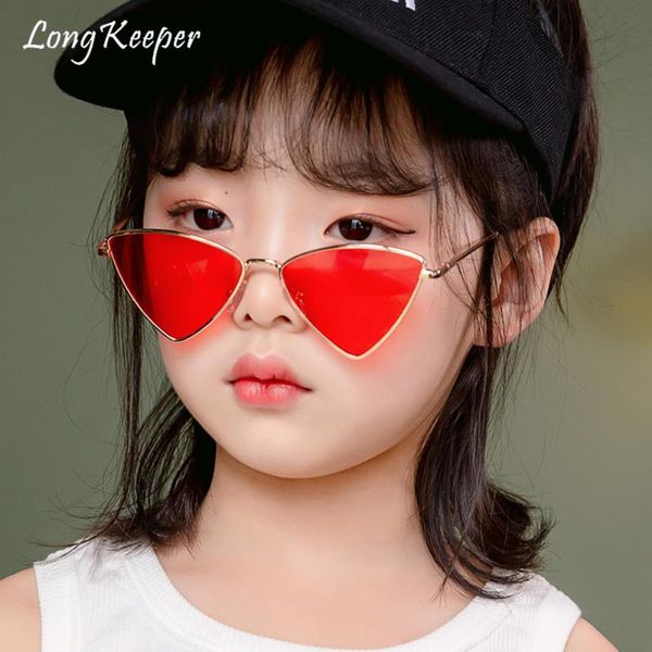 

fashion kids triangle cat eye sunglasses boys girls metal frame small personality sun glasses streetwear children red glasses, White;black