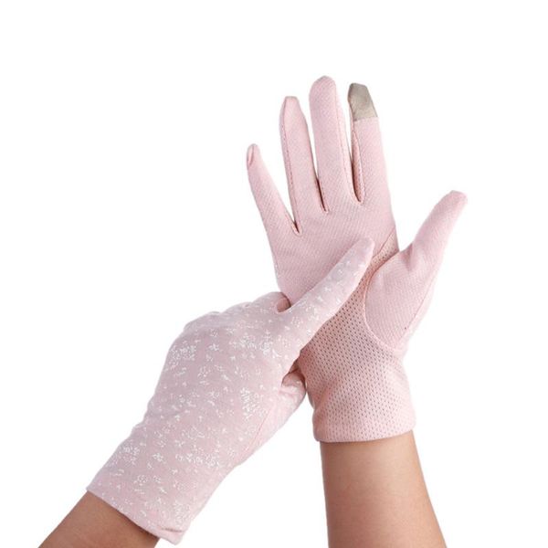 

gloves  summer non-slip touch screen gloves short cotton pure uv protection elastic sun protection, Blue;gray