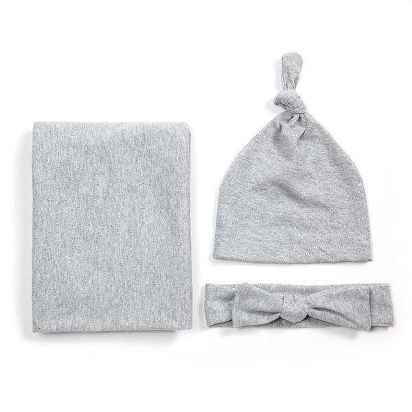 

newborn baby girl boy swaddle wrap blanket sleeping bag+headband +hat set