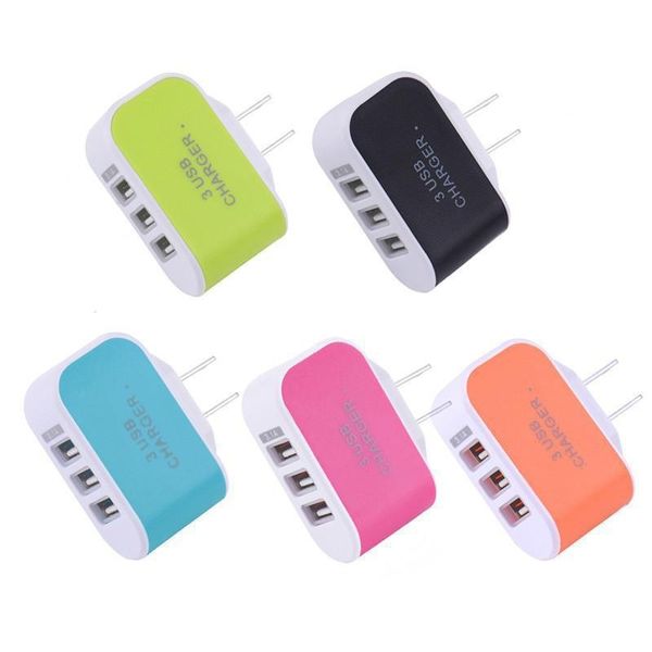 

us eu plug 3 usb wall chargers 5v 3.1a led adapter travel convenient power adapter with triple usb ports for smarphones
