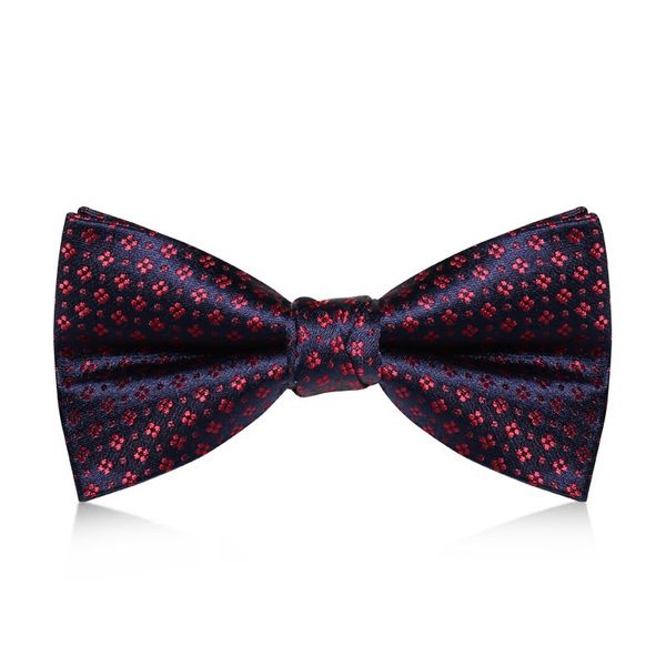 

2020 brand new fashion men's bow tie double fabric red flower navy blue bowtie banquet wedding party butterfly tie with gift box, Black;gray
