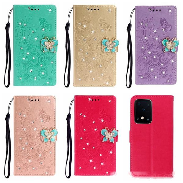 

3d flower bee leather wallet case for galaxy s20 ultra a51 a71 a10s a20s mprint cute id card slot butterfly bling diamond flip cover pouch