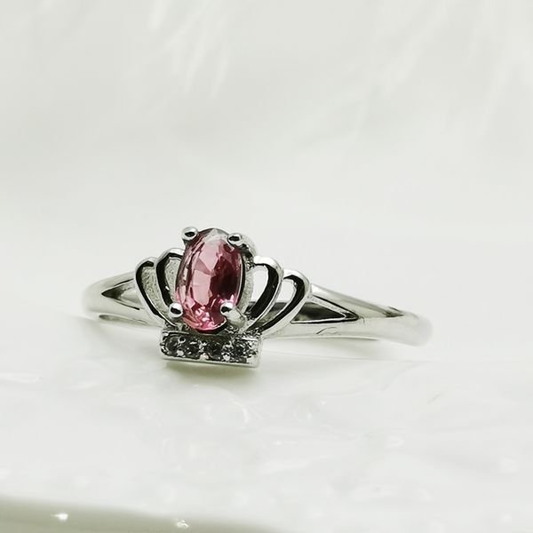 

корона розовый сапфир кольцо 925 серебра с золотым покрытием циркон регулируемые 9,5 * 6,8 * 4, Golden;silver