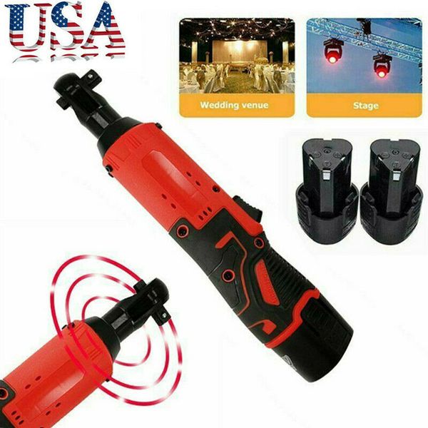 

electric cordless right ratchet 3/8'' 12v 90° 65nm angle wrench tool + 2 battery