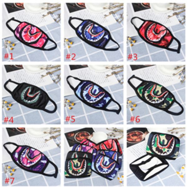 

2021fashion shark printed face mask dustproof designer masks washable durable women men nxx9