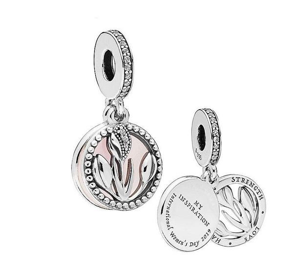 

925 серебряный clover подвеска шарм bloom tulip прозрачный cz fit pandora браслет ожерелье ювелирных изделий diy rose жа ювелирных free11, Bronze;silver