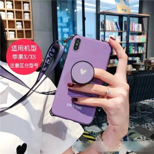 

crossbody phone cases for iphone 11 pro x xr xs max 7 8plus love heart shell foldable holder stand back cover with long strap