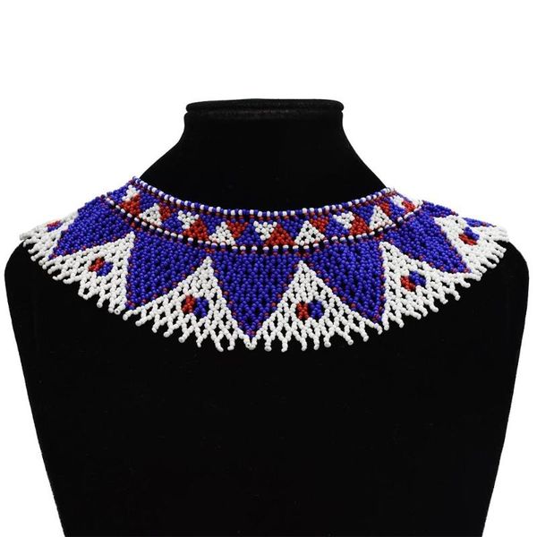

chokers african jewelry resin beaded collier necklace ethnic big collar choker statement for women tribal bridal wedding party, Golden;silver