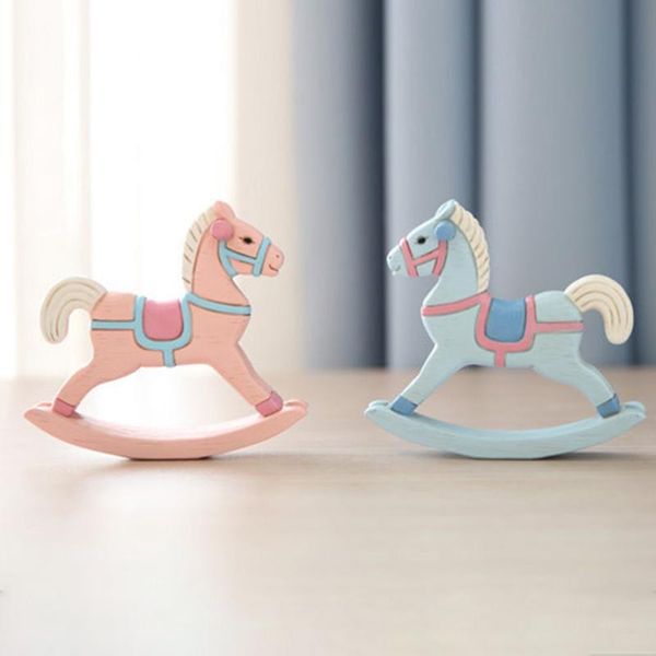 

1pc wooden rocking horse home kids birthday party gift colorful painted home decor hand carved balance rocking horse toy