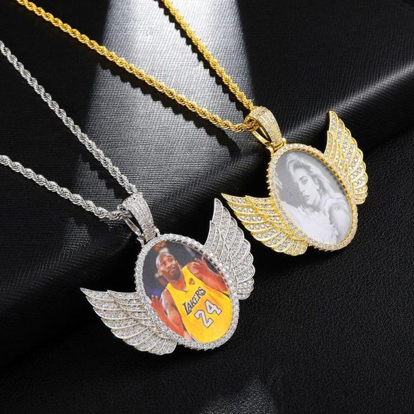 

pendant necklaces gold custom made po with iced out medallions necklace & tennis chain cubic zircon men's hip hop jewelry, Silver