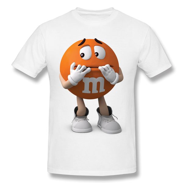 

2020 new arrival orange character ofertas t-shirt 100% cotton m&m's chocolate candy crewneck tshirt round collar