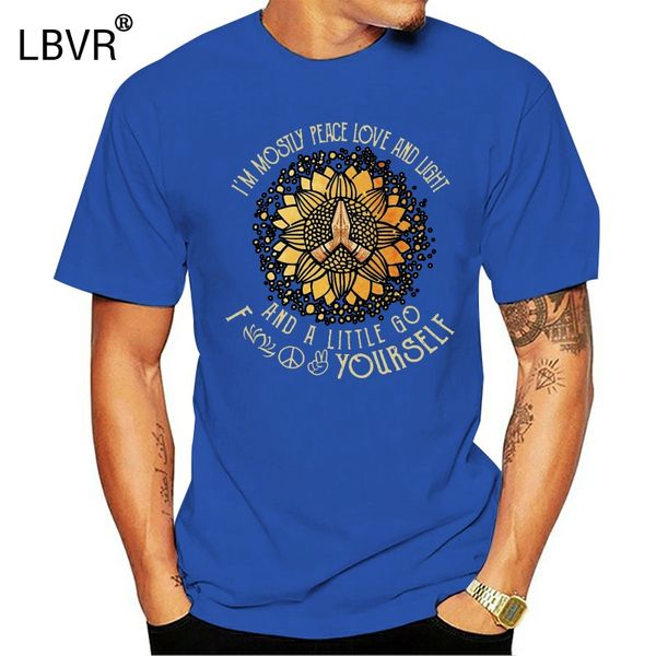 

buddhism i'm mostly peace love & light men's black t shirt cotton s 6xl 012723
