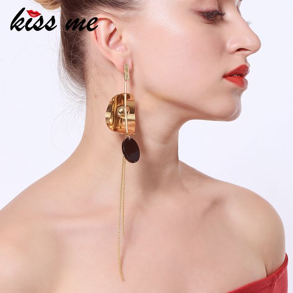 

kissme single long earrings 2020 new fashion geometric copper acrylic tassel dangle earrings korean jewelry accessories, Silver