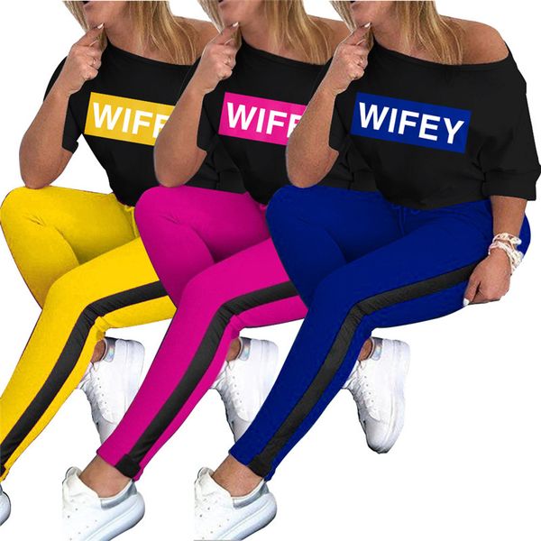 

fashion half sleeve o neck long trousers two piece set new women letters offset clothing casual spring summer women tracksuits, Gray